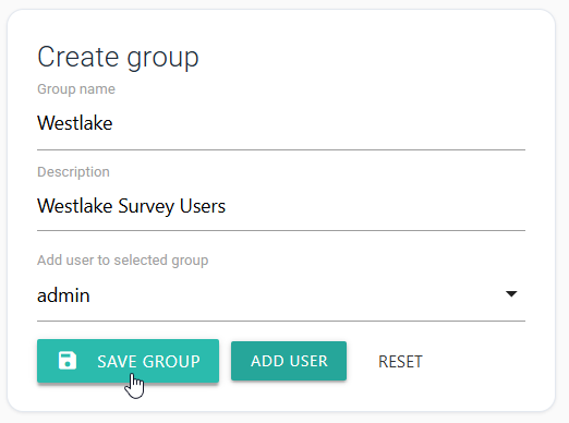 Create group form for Westlake with an initial user selected