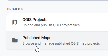 Maps page with Published Maps selected
