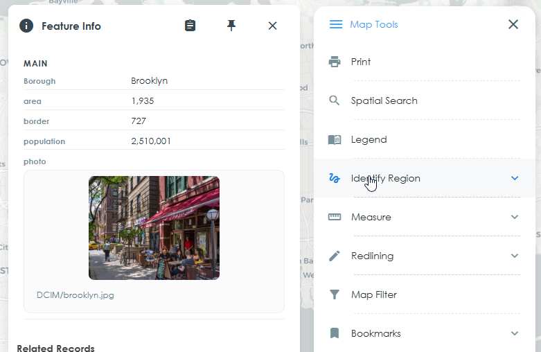 Published web map with Feature Info and Map Tools